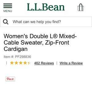 L.L. Bean Zip Up Cardigan Medium Petite